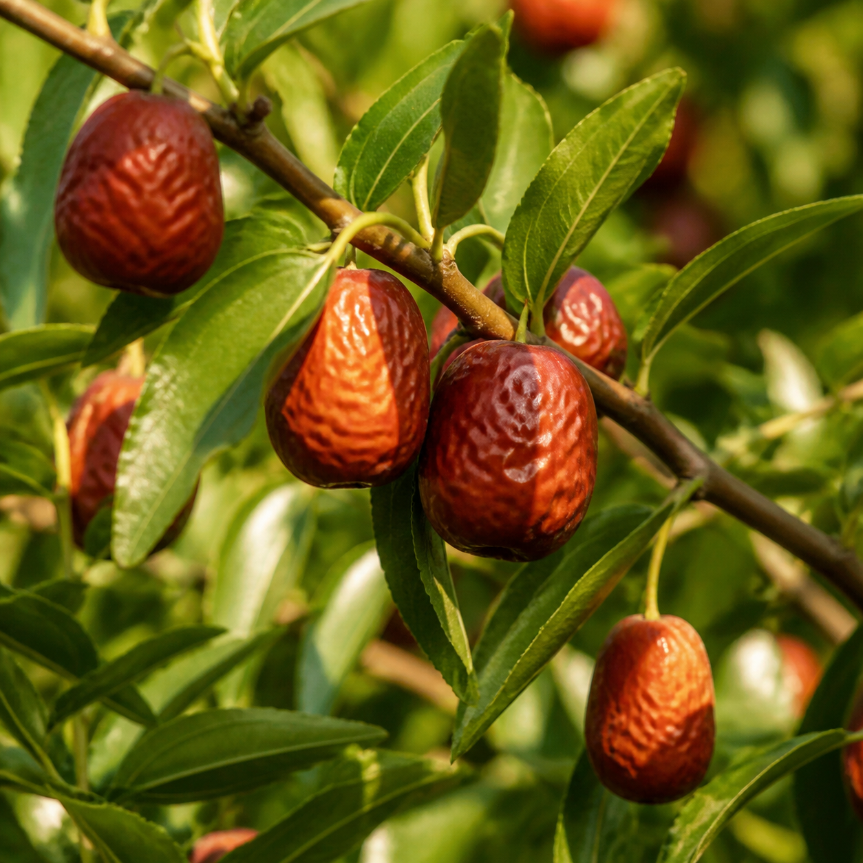 Jujubes growing on a tree