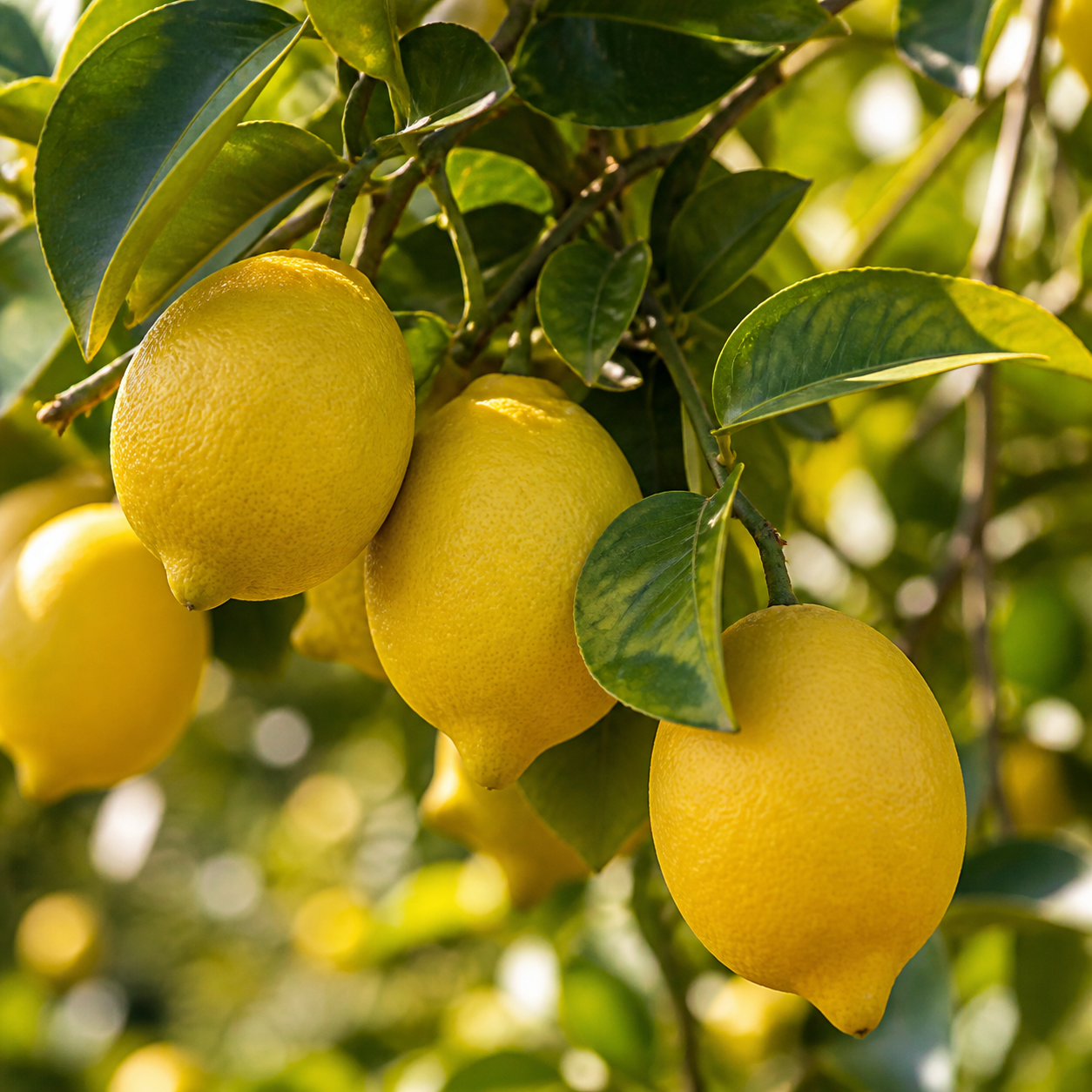 Lemons growing on a tree